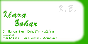 klara bohar business card